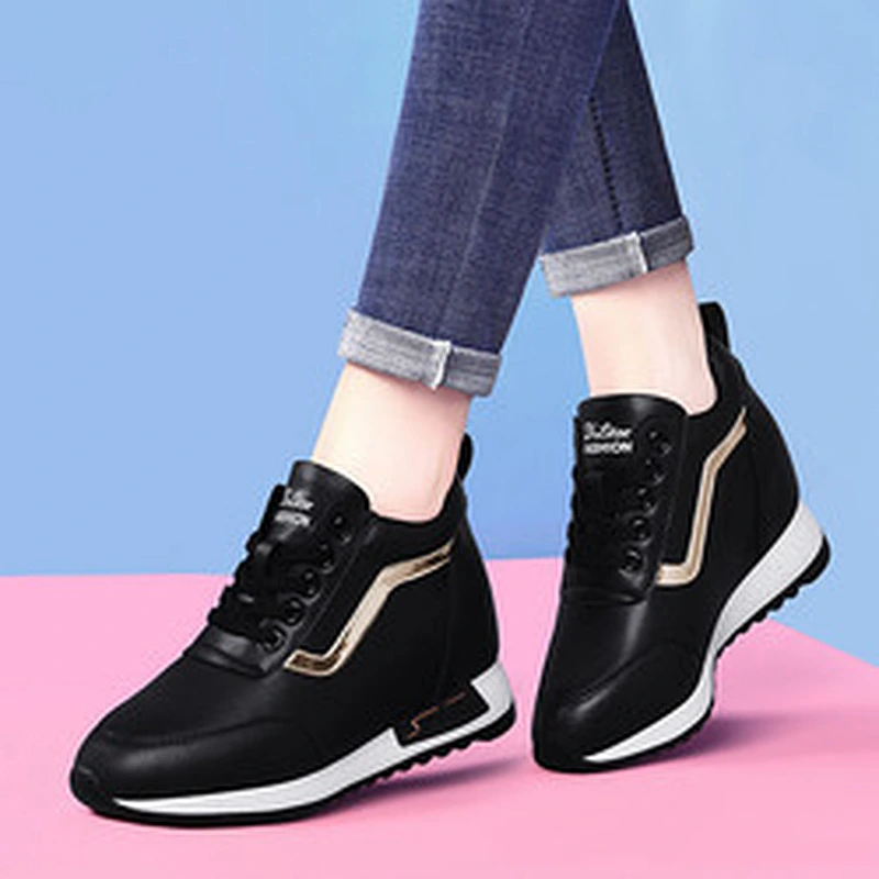 New Height Increasing platform women all-match white shoes casual breathable sneaker sports shoes