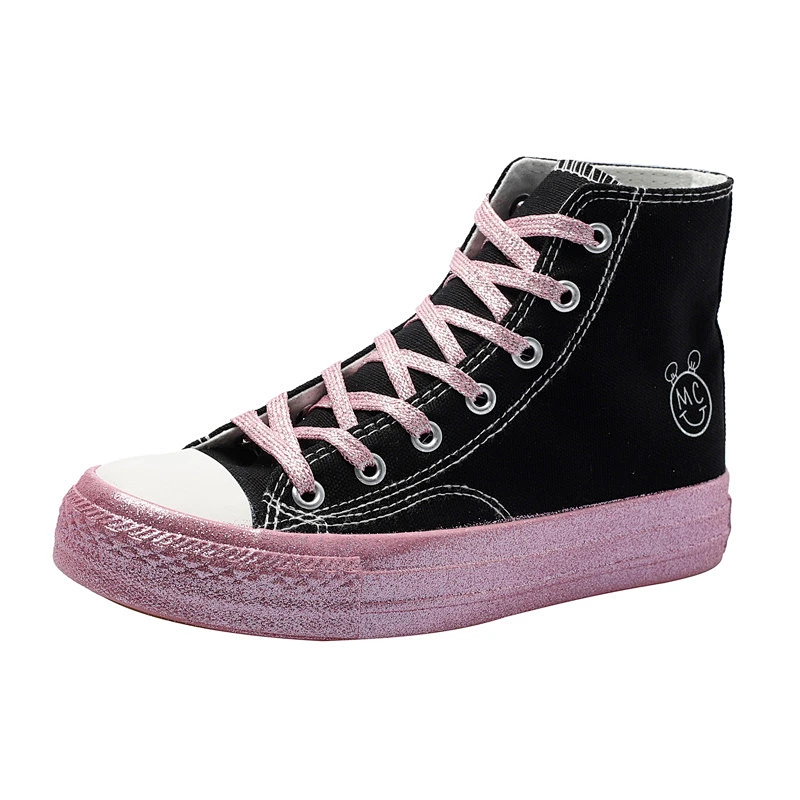 Factory customize Classical Style Wholesale Sneaker Shoes Women High-Top Canvas Casual Shoes with low price
