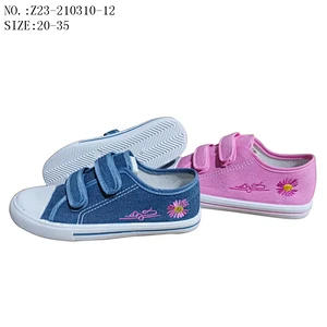 Factory OEM cheap Customize Hot Selling Injection Children Custom School Students Casual Canvas Shoes with Magic Tape