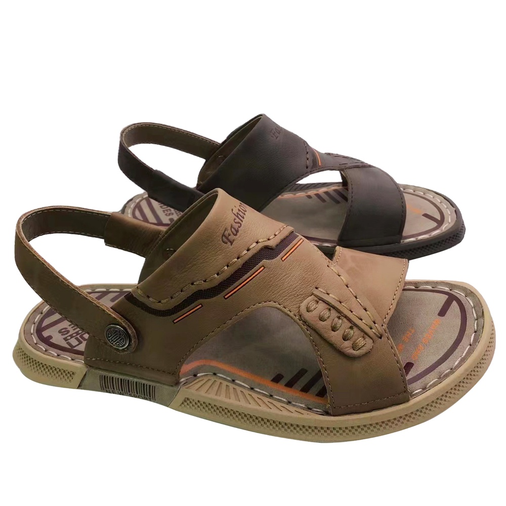 Hot selling custom Men sandals shoes casual summer leather sandals beach slippers