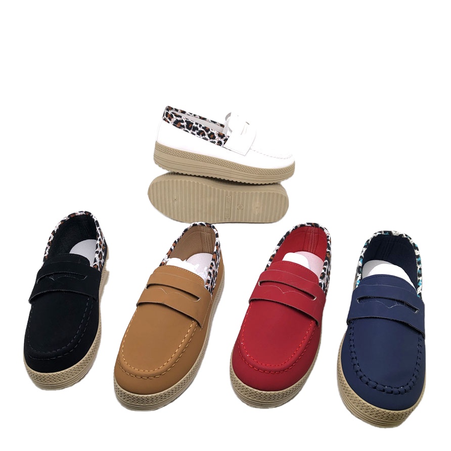 Hot Sale Cheap injection ladies loafers canvas shoes women walking slip on casual shoes