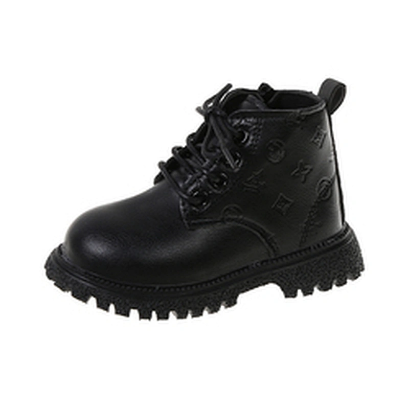 Fashion lace up Casual Children Martin Boots kids leather shoes with Zipper
