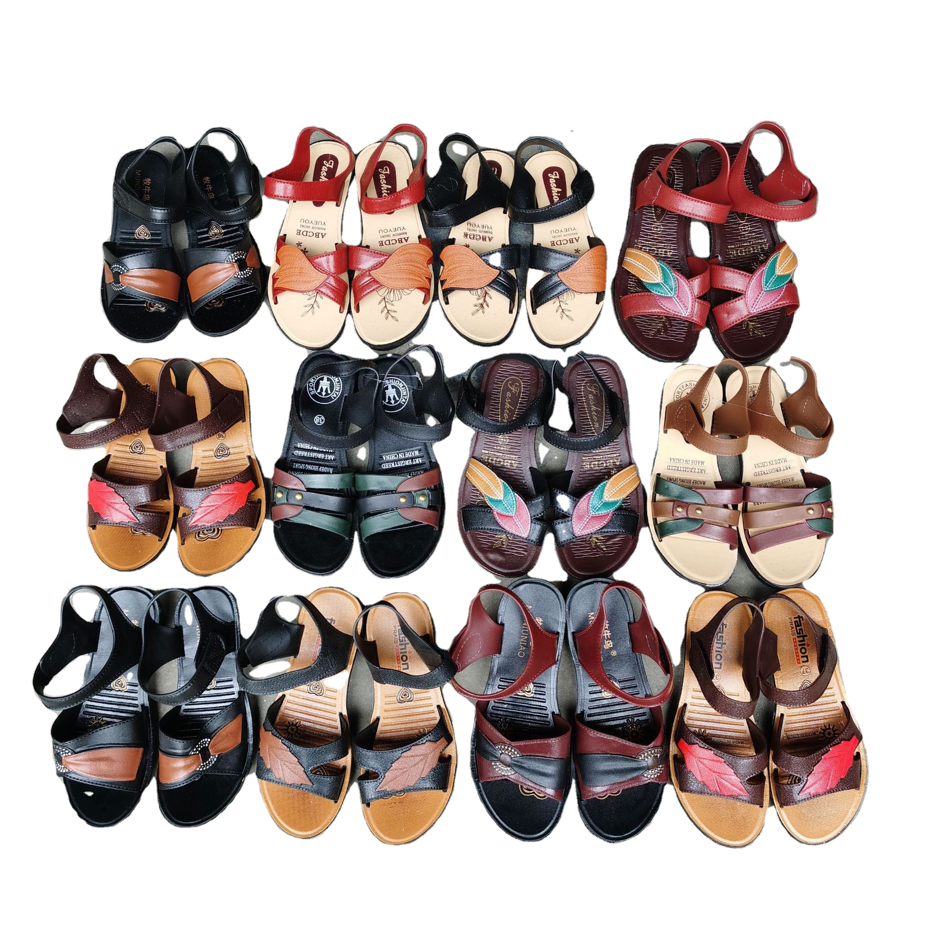 Women mix style sandals  breathable outdoor sandals middle aged non-slip sandals soft sole
