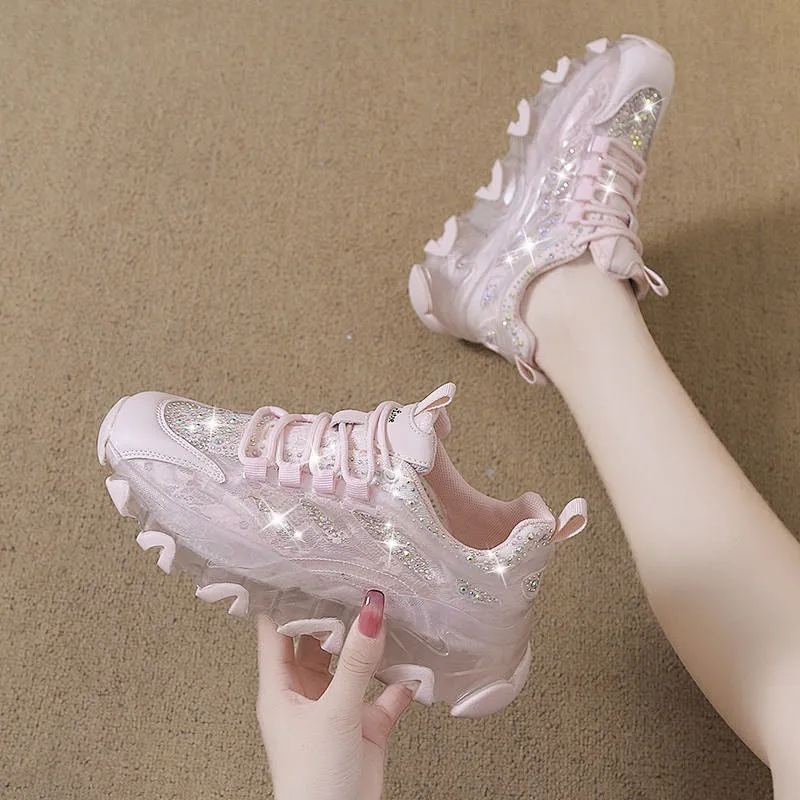 New summer breathable women running dad shoes platform soles casual sports shoes