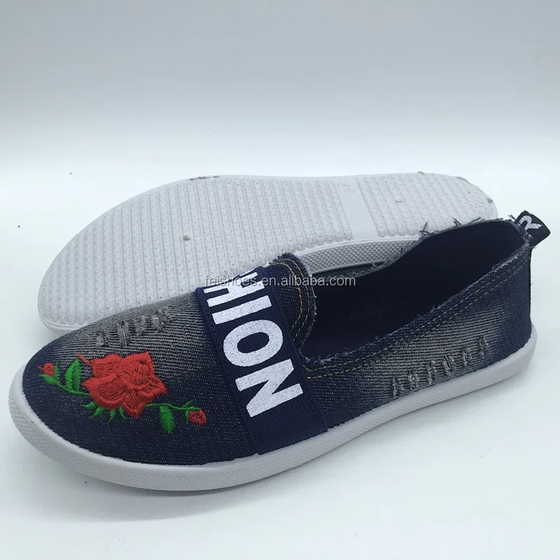 1/6 New design ladies slip on casual shoe women canvas shoes