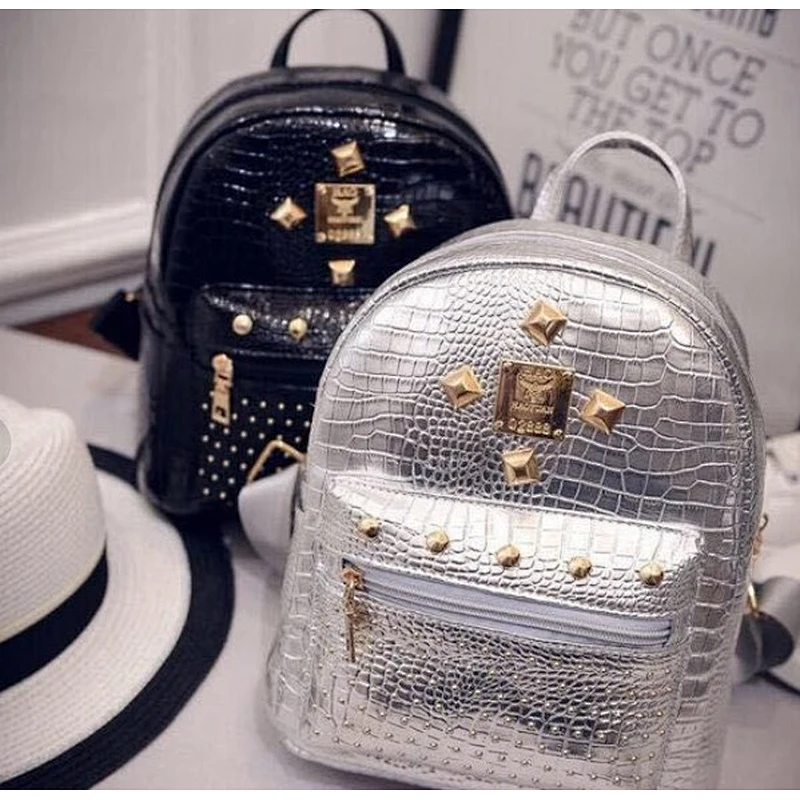 Mix style trend leisure PU ladies backpacks School bags stock