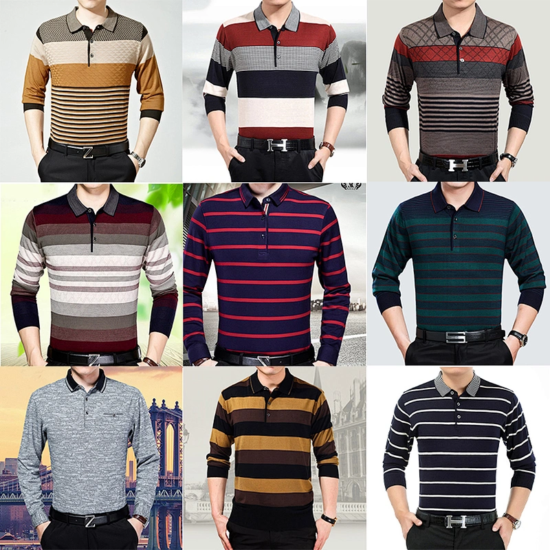 mix design mix color men long sleeve polo shirt stock for wholesale