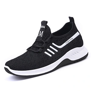 Hot sale pink black fashion stylish Casual knit mesh cushion sport shoes for women