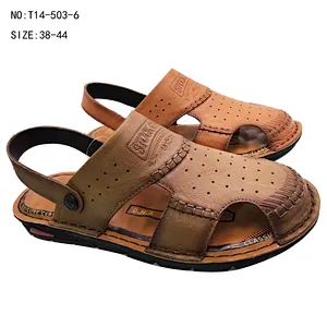 Closed Toe Outdoor men Water Casual slide slippers pure Leather beach Sandals