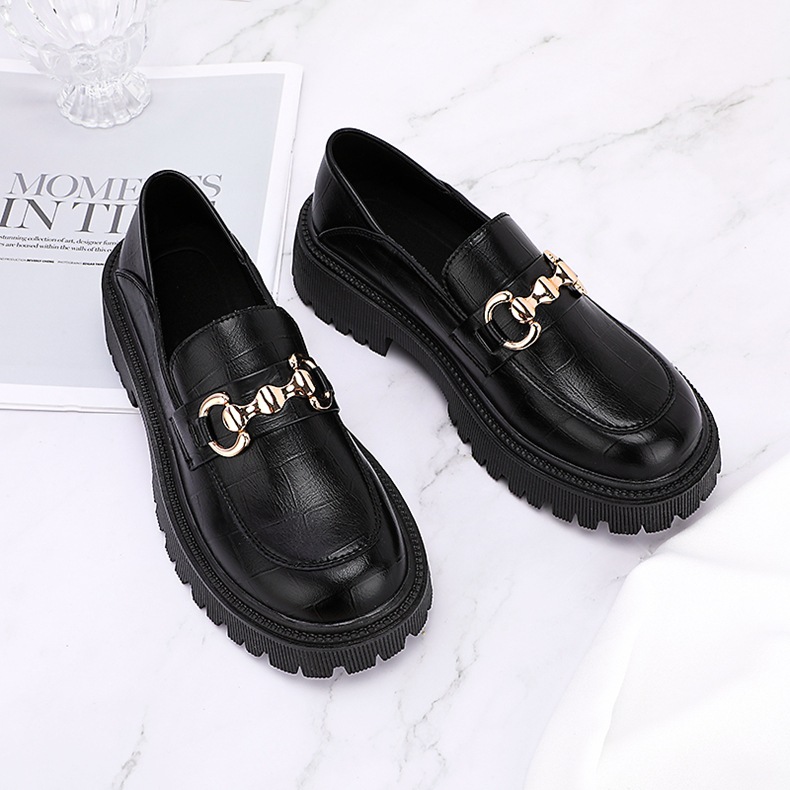New Custom platform women shoes British style women retro leather casual loafers shoes