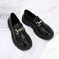New Custom platform women shoes British style women retro leather casual loafers shoes