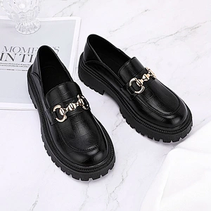New Custom platform women shoes British style women retro leather casual loafers shoes