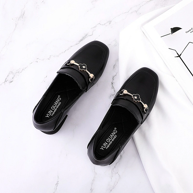 New British college style women shoes retro thick heel casual loafers leather shoes