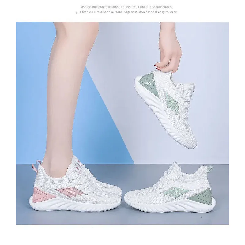 New all-match fly weave women running sneakers white shoes breathable casual shoes