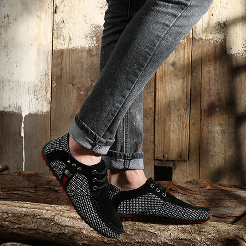 New fashion breathable men slip on loafers casual leather shoes stock