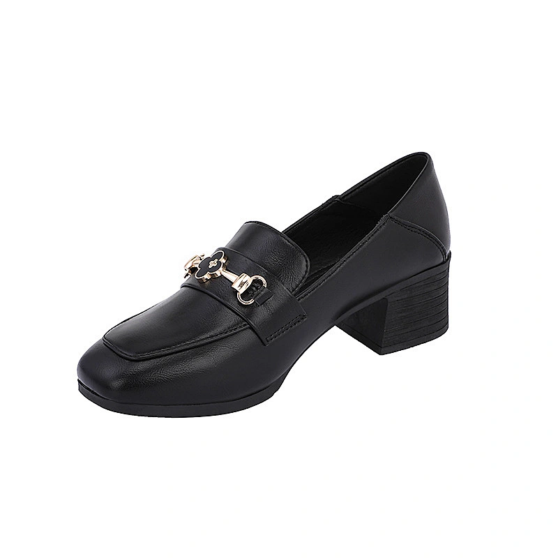 New British college style women shoes retro thick heel casual loafers leather shoes