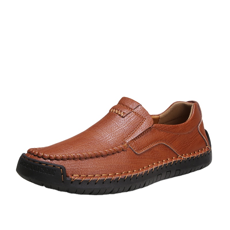 Comfortable leather casual shoes men large size  driving shoes