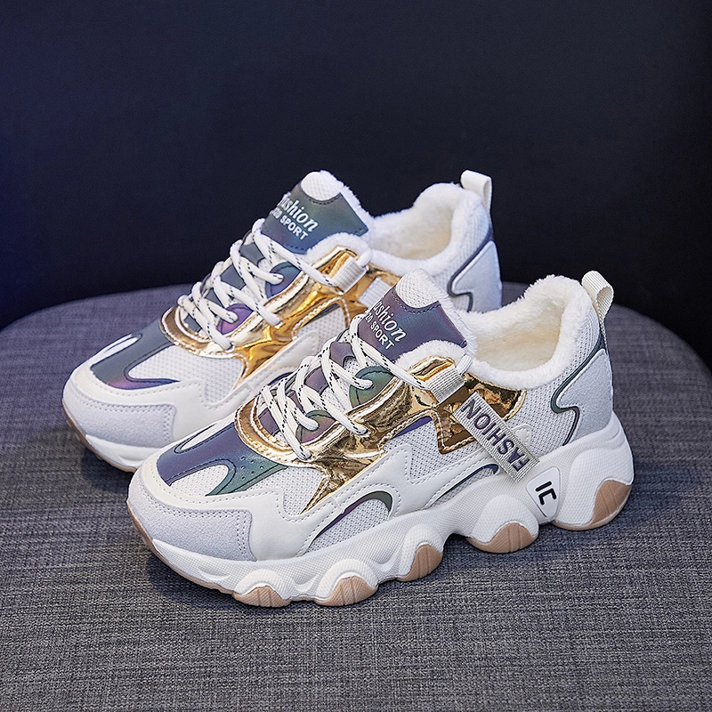 Women Chunky Sneakers Warm Fur Lining Casual Sport Shoes