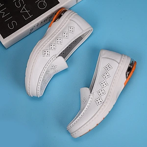 Cow Leather Hospital Nurse Shoe Anti Slip Loafer White Nursing Shoes