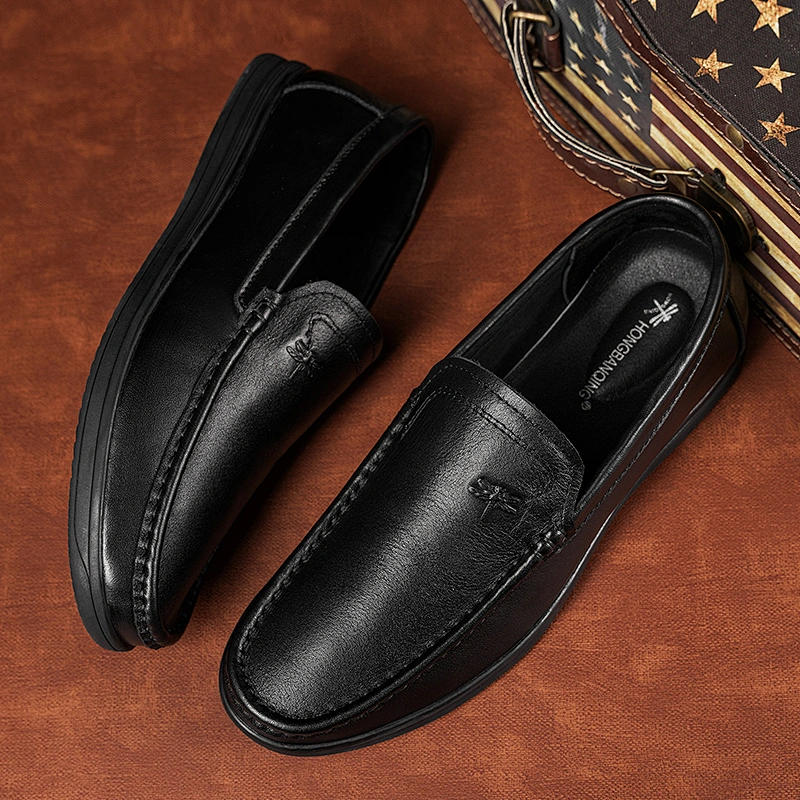 Leisure slip on Loafers Men Dress leather shoes casual walking style shoes