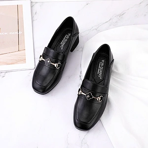 New British college style women shoes retro thick heel casual loafers leather shoes