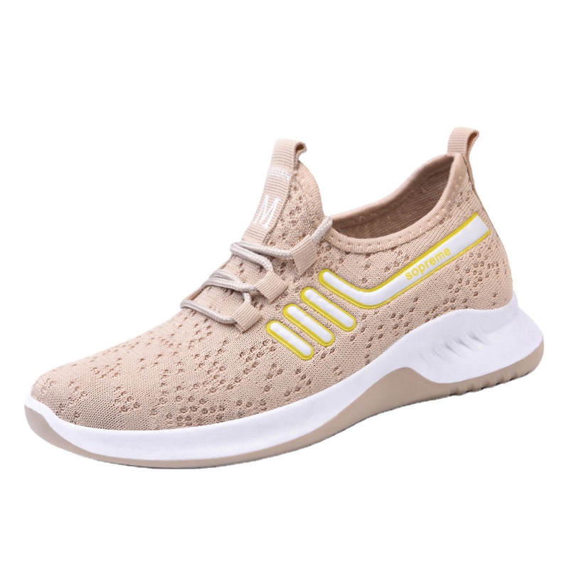 Hot sale pink black fashion stylish Casual knit mesh cushion sport shoes for women