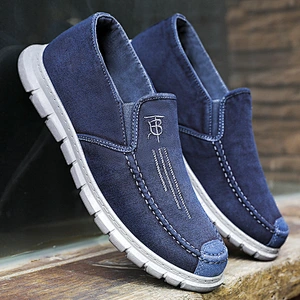 Men Outdoor Sneakers Casual Canvas Slip on Boat Shoes Flat Loafer