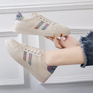 Women white shoes student shoes outdoor sport Sneaker shoes stock