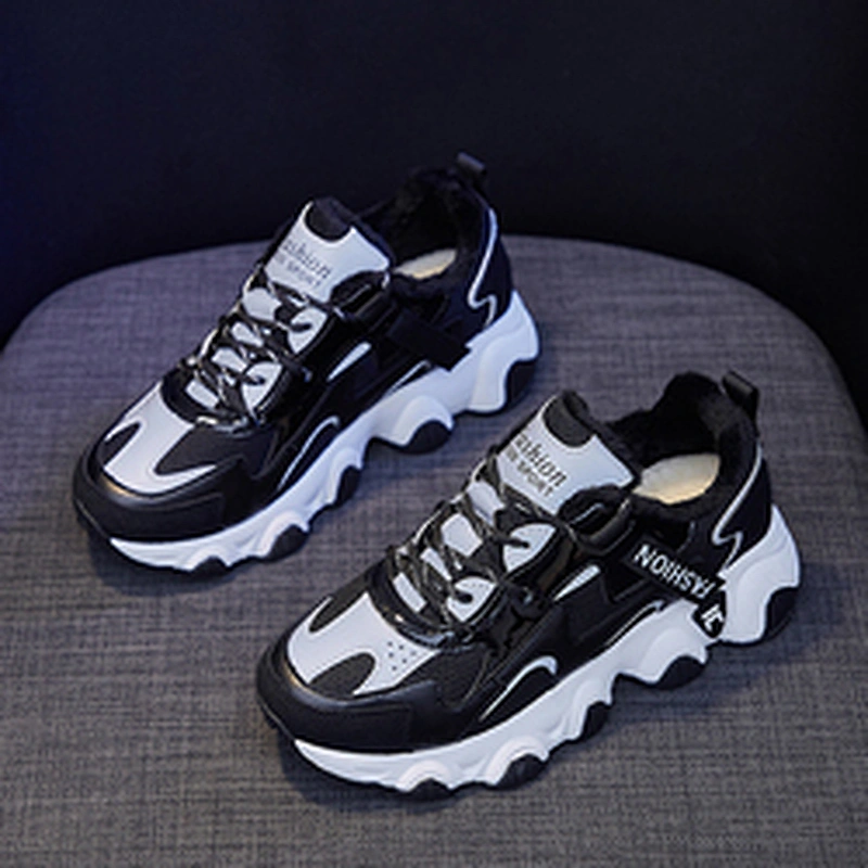 Women Chunky Sneakers Warm Fur Lining Casual Sport Shoes