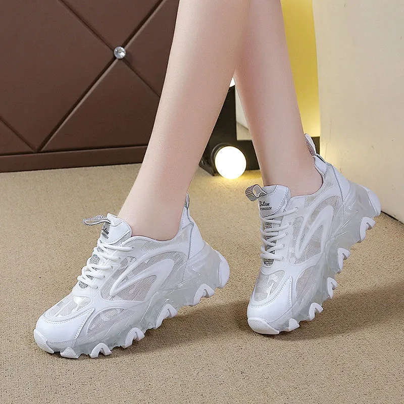 New summer breathable women running dad shoes platform soles casual sports shoes