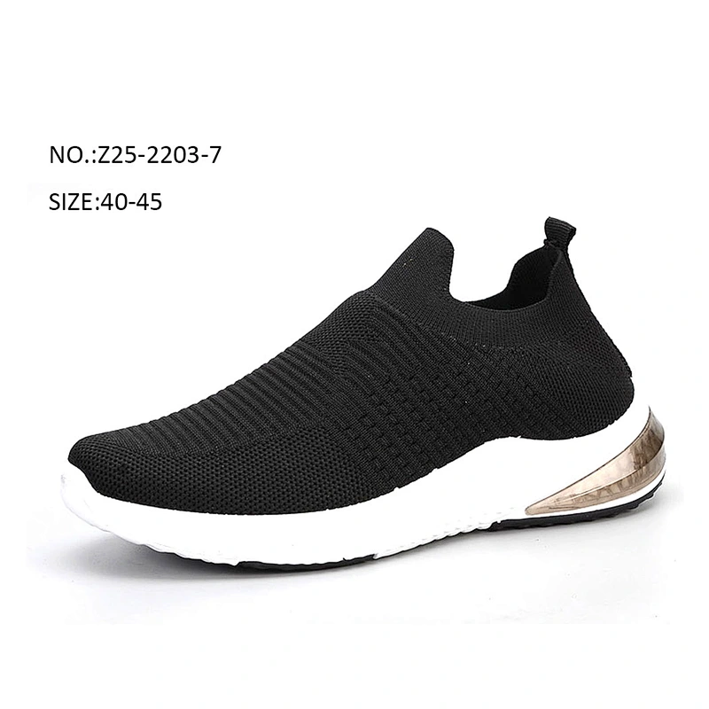 Air Cushion Custom Injection Men Fly weave Slip on Loafers Outdoor Running Sports Sneaker Shoes
