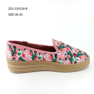 Wholesale Factory Footwear Floral Printing Designer Summer Indoor Outdoor Casual Slip On Shoes For Female