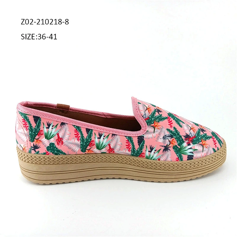 Wholesale Factory Footwear Floral Printing Designer Summer Indoor Outdoor Casual Slip On Shoes For Female