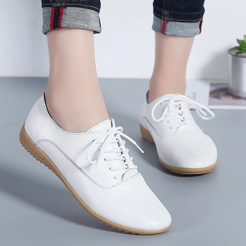 New design lace up shoes women casual shoes  cow leather shoes with TPR outsole