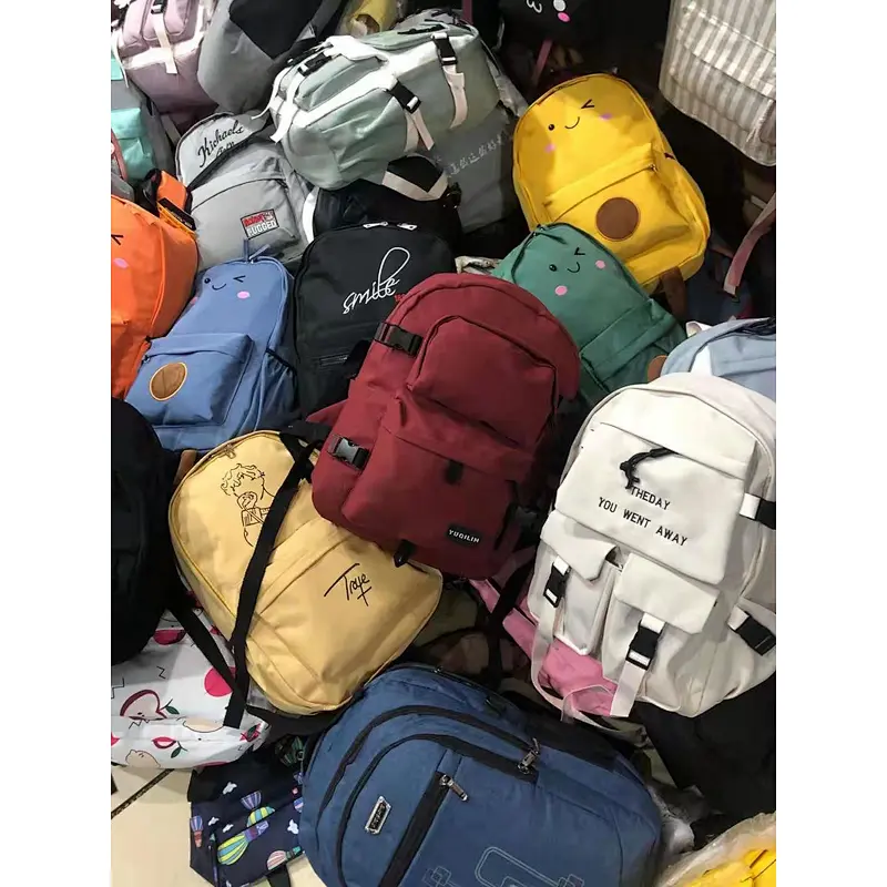 mix style casual canvas school bags outdoor inventory double shoulder backpacks stock