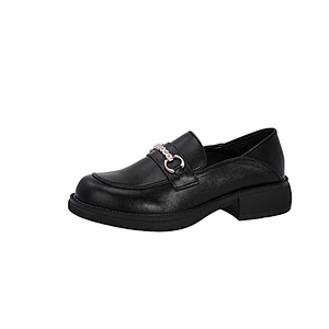 New Korean version women flat work shoes casual British style black loafers leather shoes