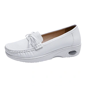 New Korean version women flat non-slip nurse shoes casual pregnant leather loafers shoes