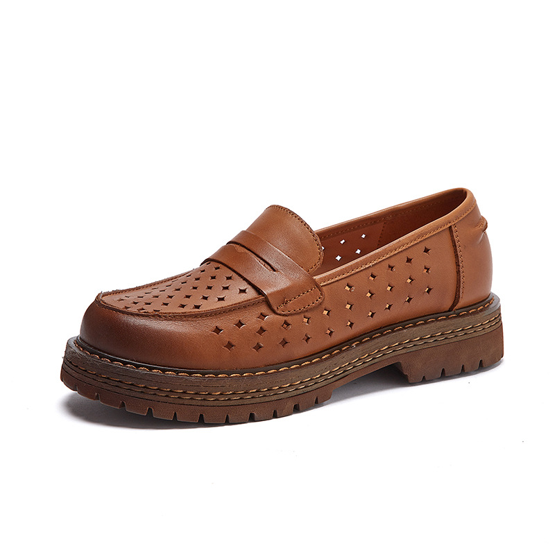 Lady Leather Loafers Flats Slip On Dress Shoes