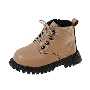 Fashion lace up Casual Children Martin Boots kids leather shoes with Zipper