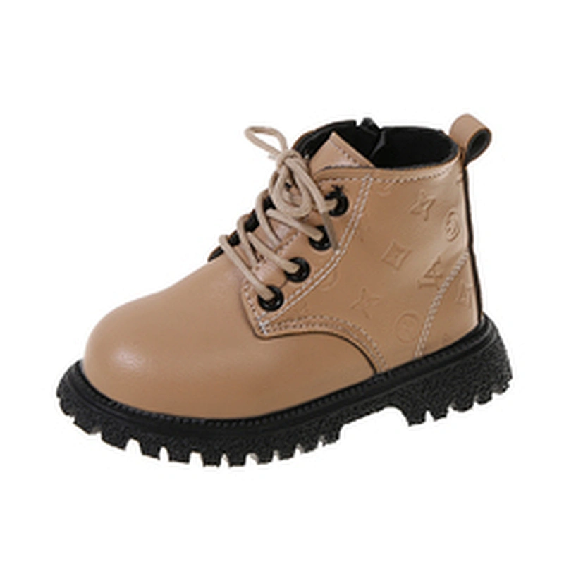 Fashion lace up Casual Children Martin Boots kids leather shoes with Zipper
