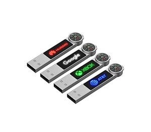 LED light metal usb flash drive with keyring hook SY152