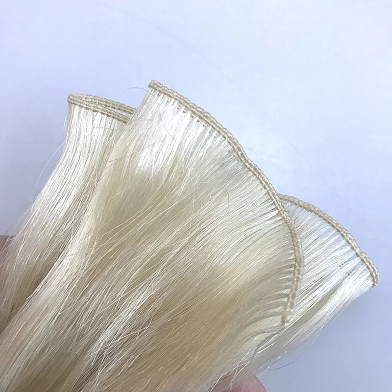 Human hair weave weft with long flat virgin remy hair extensions seamless hand tied weft extensions