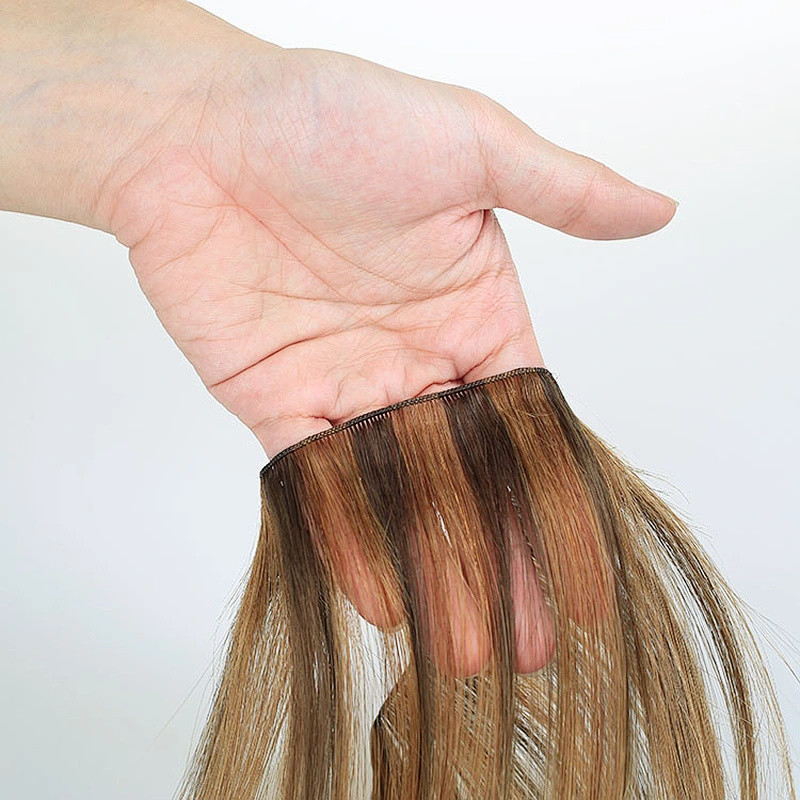 LZ 100%  Human Virgin Remy Hair Extensions Thick End Hand Tied Weft Double Drawn Handtied, hand made hair