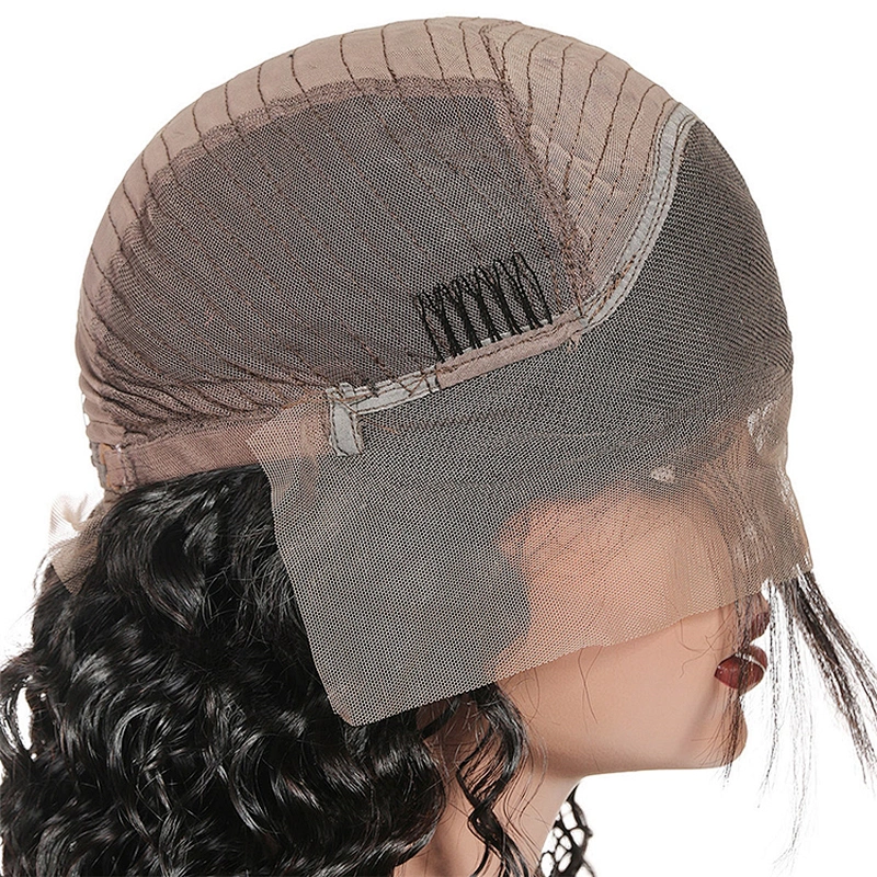 LZ Wholesale Malaysian Curly Deepwave Full Lace Wig,Baby Natural Afro Hair Wig,100% Remy  Full Lace Wig