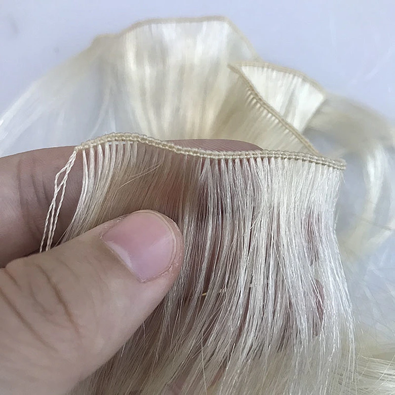LZ 100%  Human Virgin Remy Hair Extensions Thick End Hand Tied Weft Double Drawn Handtied, hand made hair