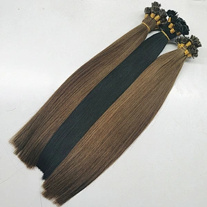 Wholesale Hot Sale Italian Keratin Russian Pre Bonded Double Drawn Remy Flat Tip human Hair Extensions