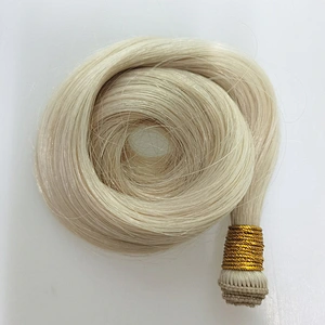 Longzhao Beauty new arrival 2021 top quality 100g human hair hand tied weft hair extension blond hair extension bundles human