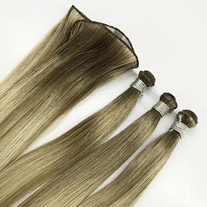 Longzhao Beauty new arrival 2021 top quality 100g human hair hand tied weft hair extension blond hair extension bundles human