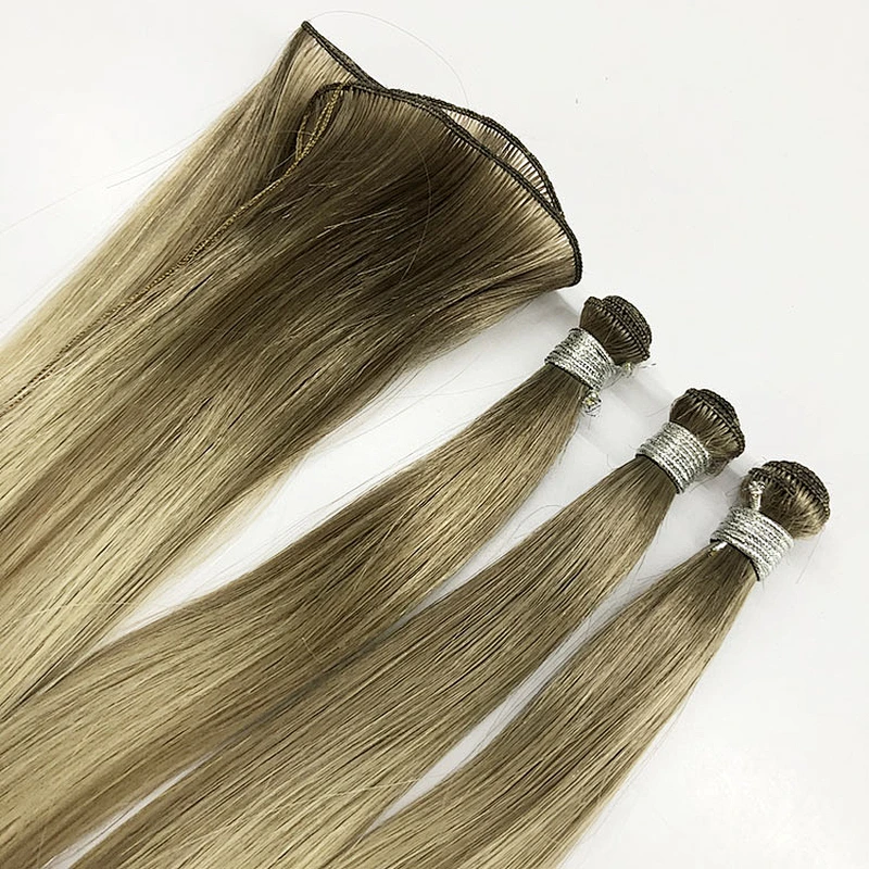 Longzhao Beauty new arrival 2021 top quality 100g human hair hand tied weft hair extension blond hair extension bundles human