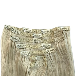 salon Wholesale 100% vergin remy human hair clip hair with lace extension hair
